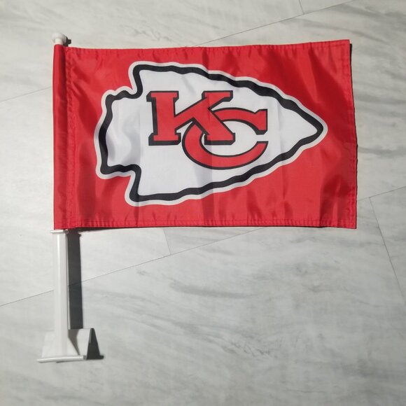 2 KANSAS CITY CHIEFS DOUBLE SIDED CAR FLAGS (SET OF 2) - Picture 2 of 10